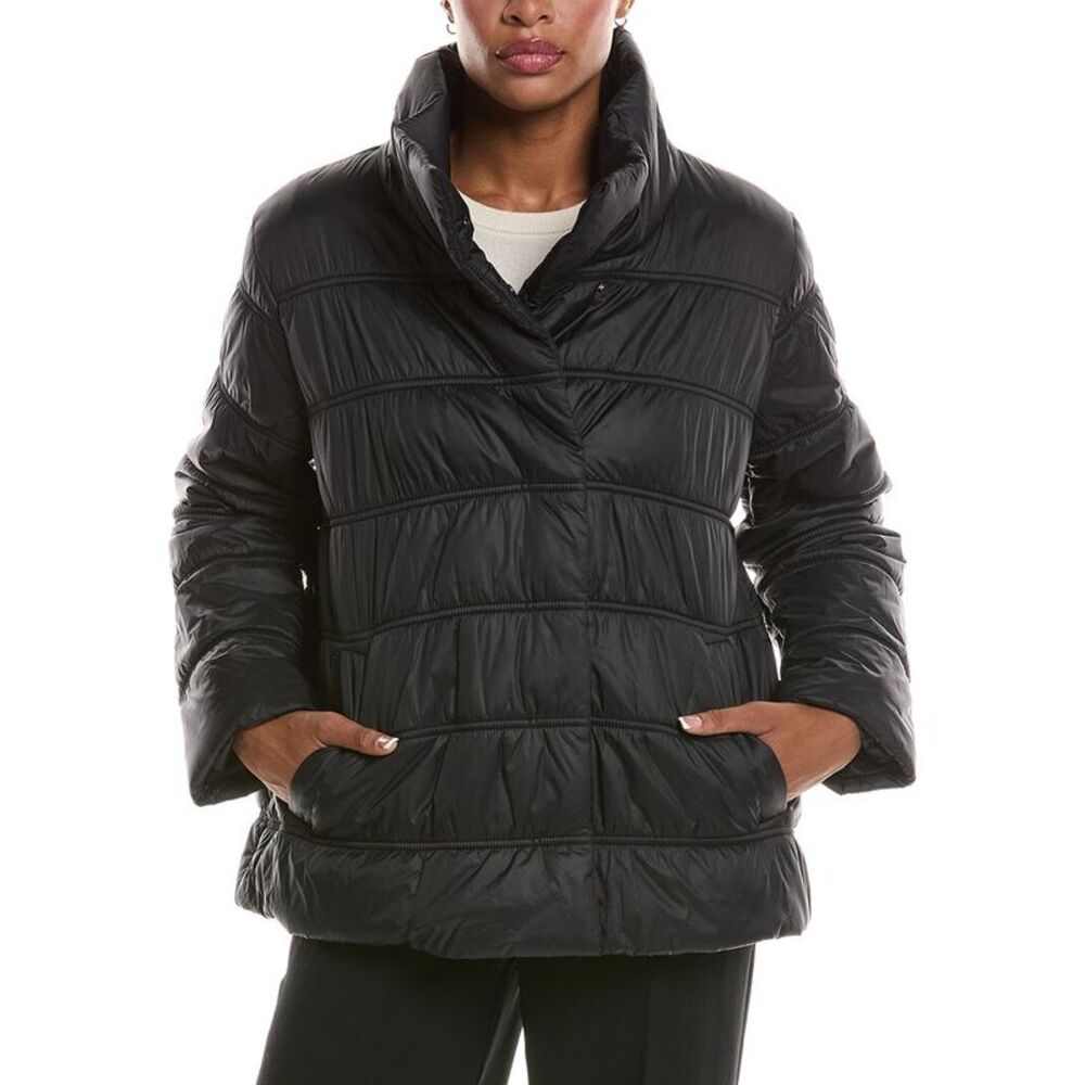 Eileen Fisher Womens  High Collar Coat